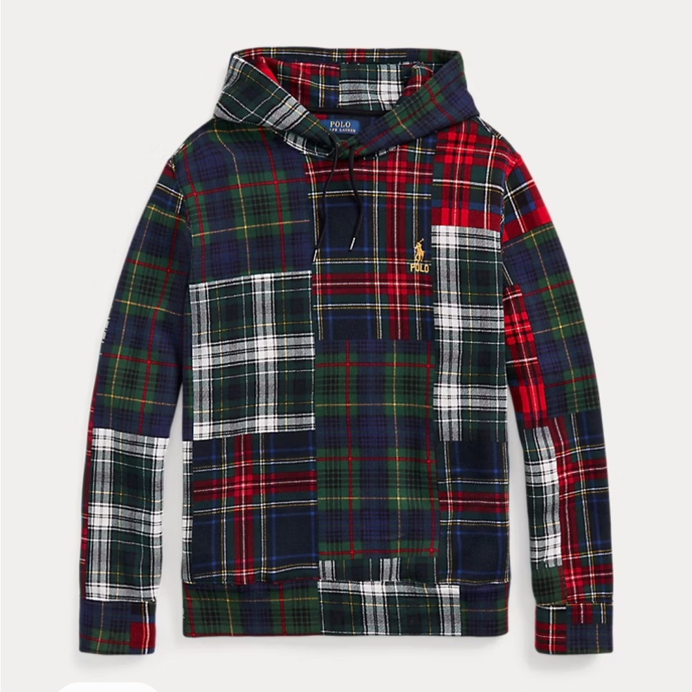 POLO Patchwork Plaid Fleece Hoodie (unisex)